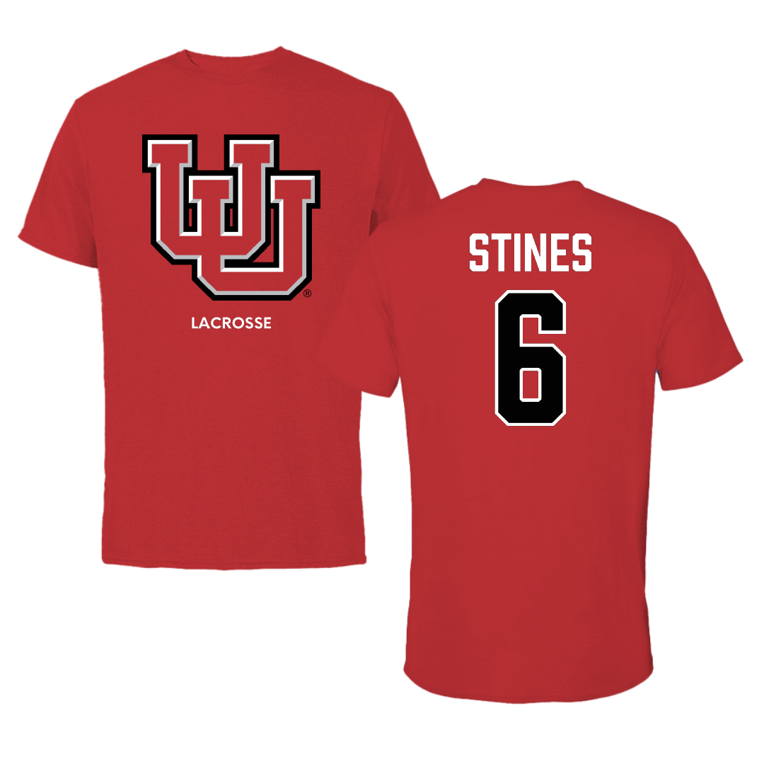 University of Utah Lacrosse (M) Red Tee - #6 Ryan Stines
