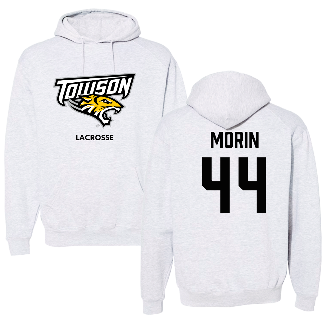 Towson University Lacrosse (M) Light Gray Hoodie - #44 Sam Morin