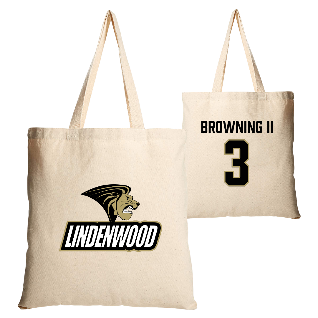 Lindenwood University Basketball Tan Canvas Tote Bag - #3 Markeith Browning II