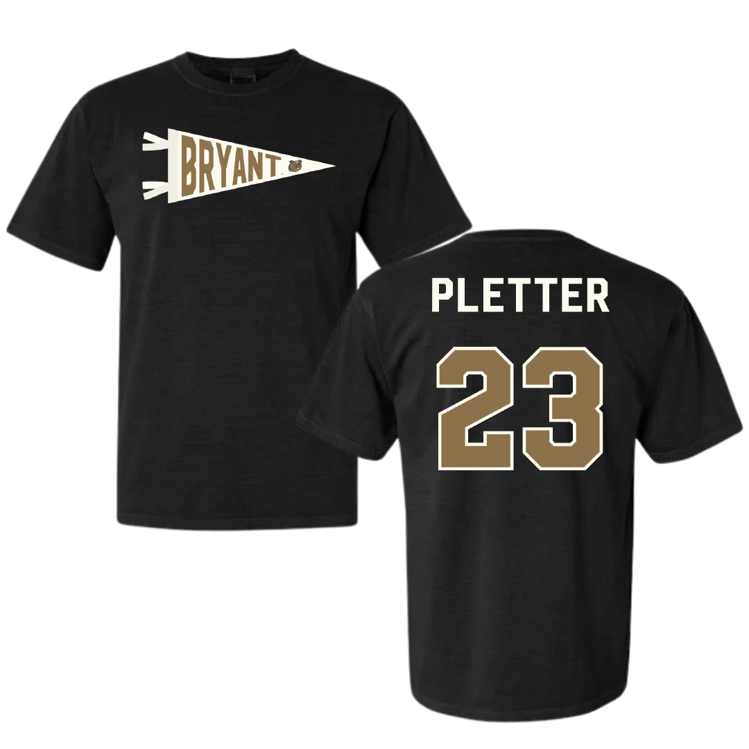Bryant University Baseball Black Pennant Comfort Colors Tee - #23 Jack Pletter