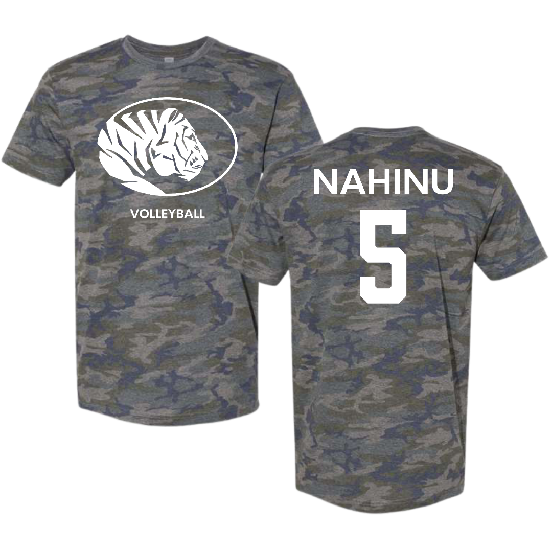 East Central University Volleyball (W) Vintage Camo Tee - #5 Angel Nahinu