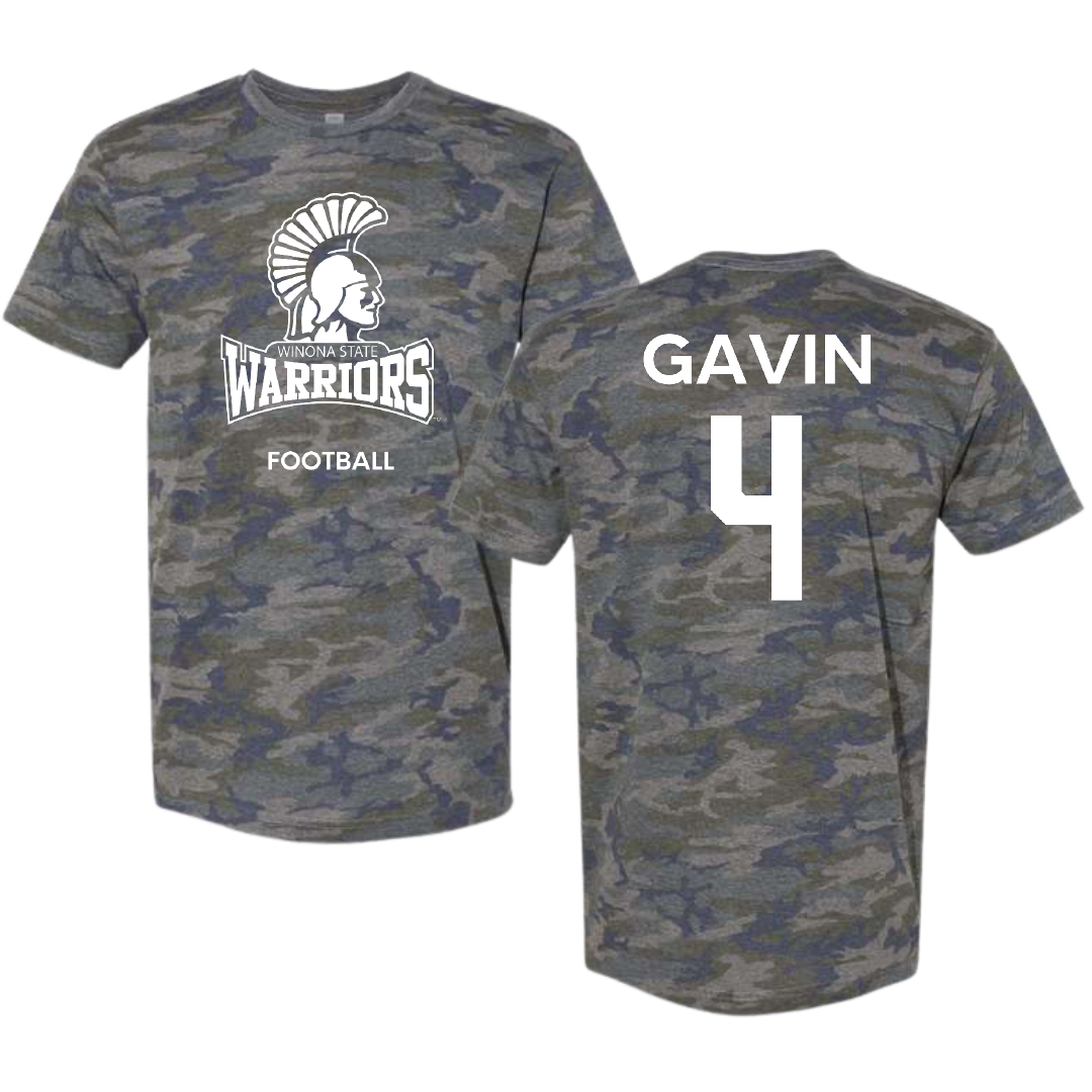 Winona State University Football Vintage Camo Tee - #4 Ty Gavin