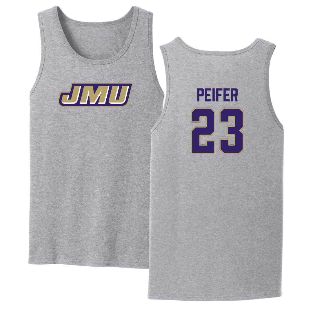 James Madison University Baseball Sport Gray Tank Top - #23 Wyatt Peifer