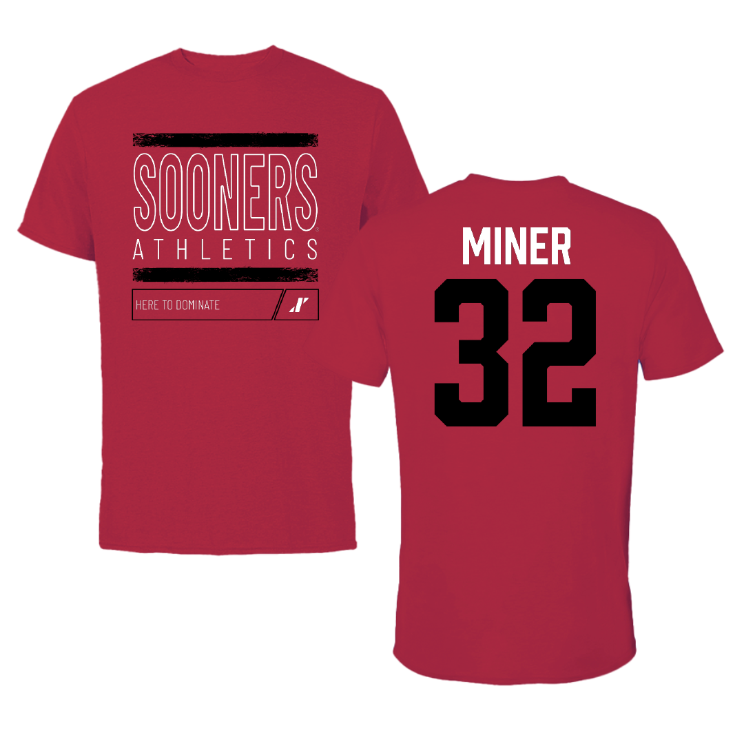 University of Oklahoma Baseball Crimson Dominate Tee - #32 Jace Miner