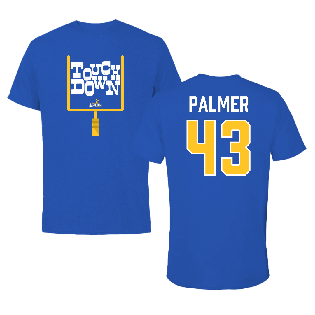 Texas A&M University-Kingsville Football Blue Touchdown Tee - #43 Tyler Palmer