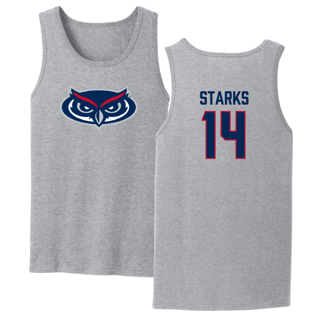 Florida Atlantic University Football Sport Gray Tank Top - #14 Tyriq Starks