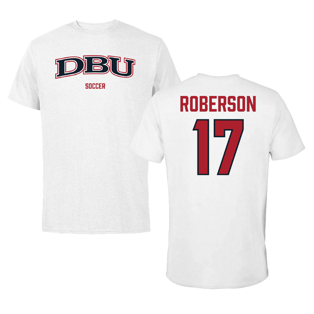 Dallas Baptist University Soccer (W) White Tee - #17 Haley Roberson
