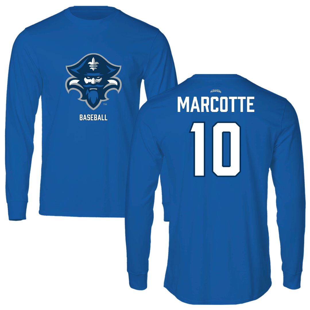 University of New Orleans Baseball Blue Performance Long Sleeve - #10 Riley Marcotte