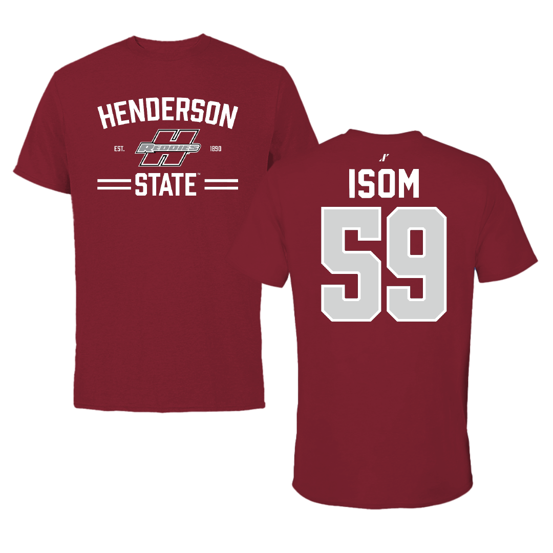 Henderson State University Football Cardinal General Tee - #59 Alexander Isom