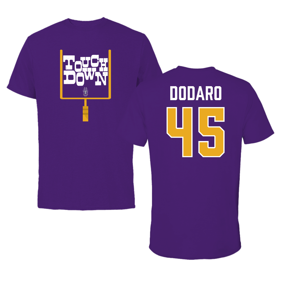 University at Albany Football Purple Touchdown Tee - #45 John Dodaro