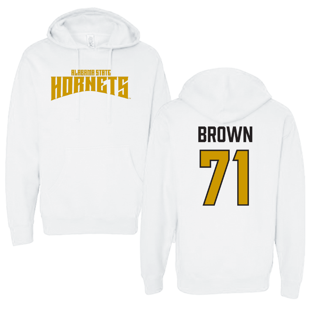 Alabama State University Football White Classic Hoodie - #71 Isaiah Brown