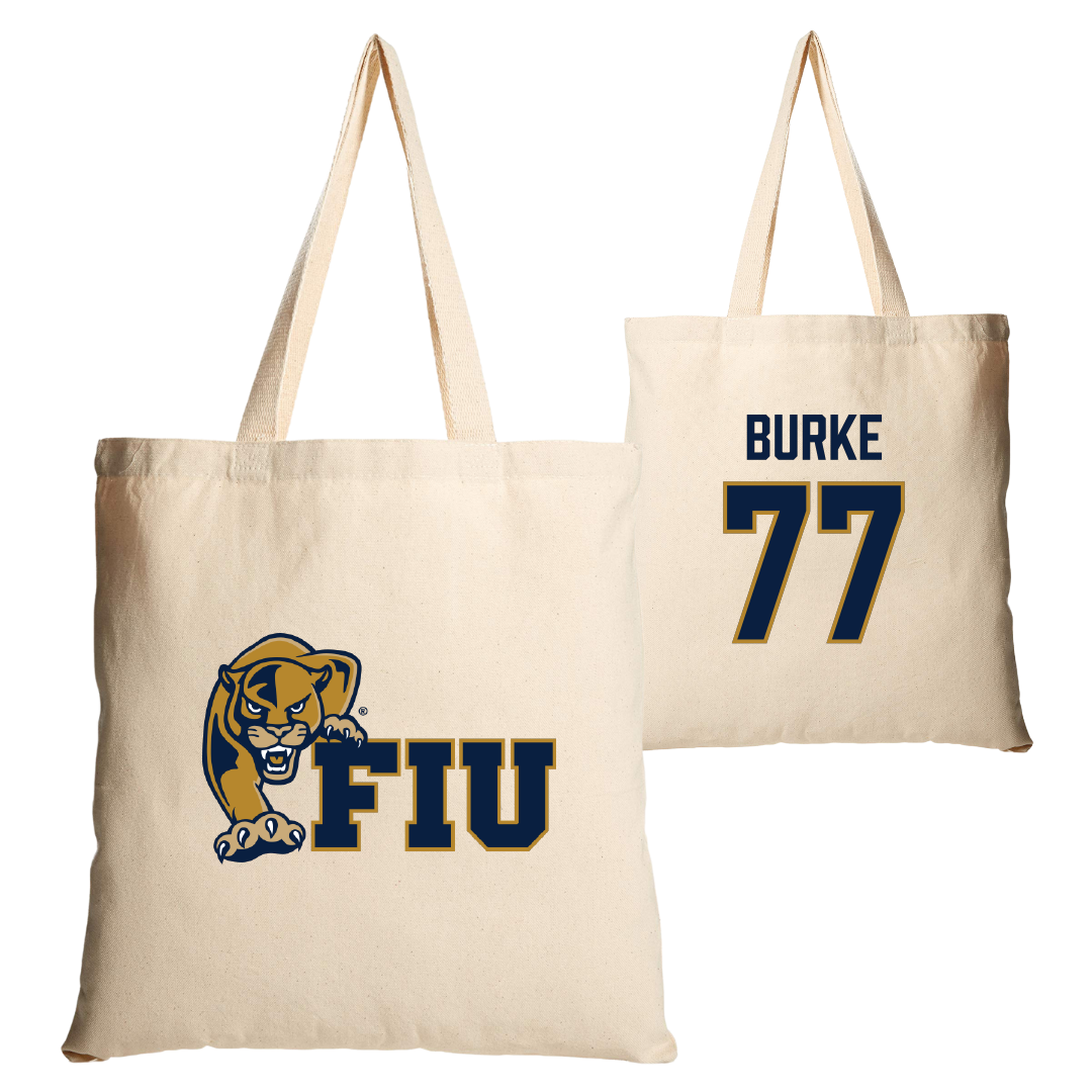 Florida International University Football Tan Canvas Tote Bag - #77 Travis Burke