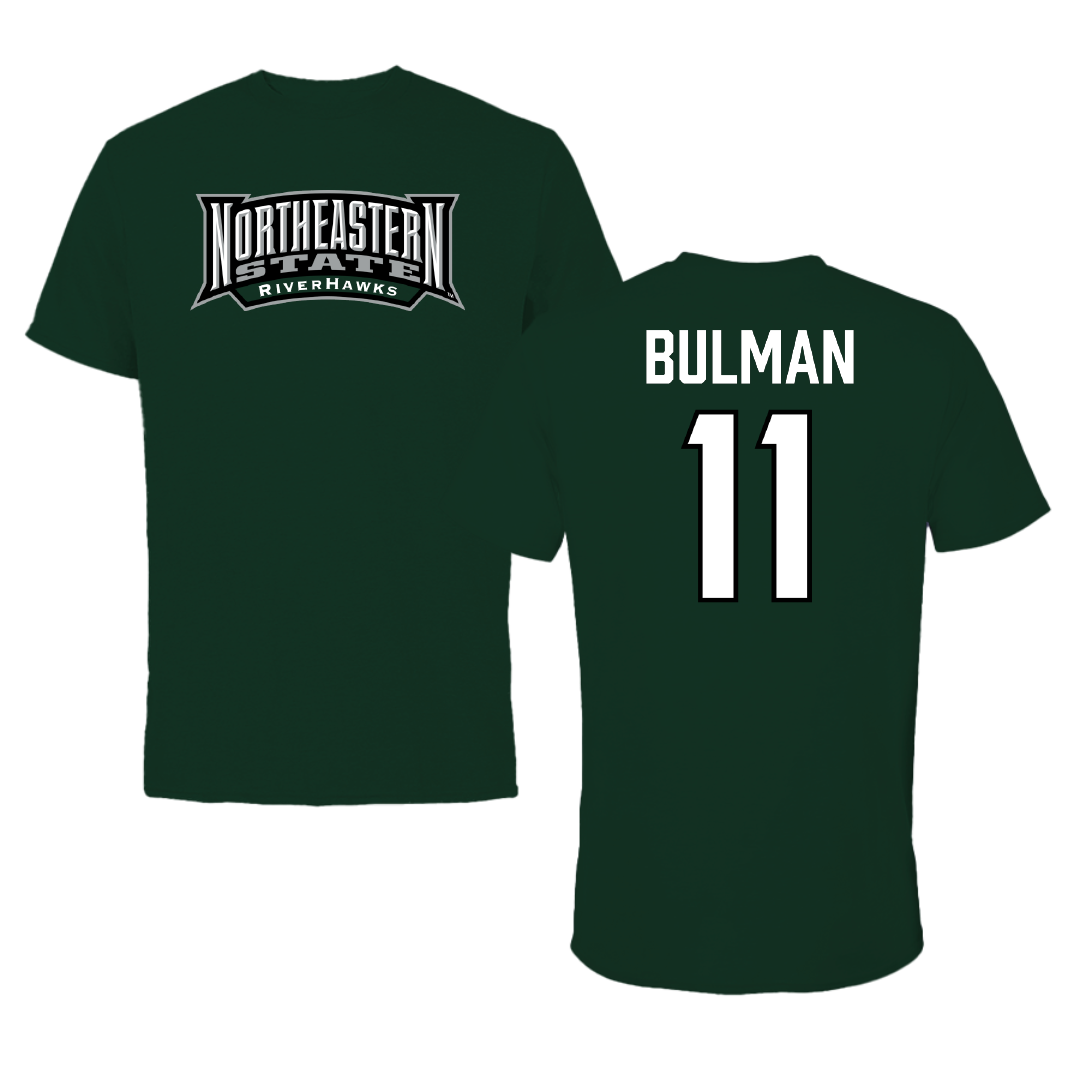 Northeastern State University Soccer Forest Green Block Performance Tee - #11 Braxton Bulman