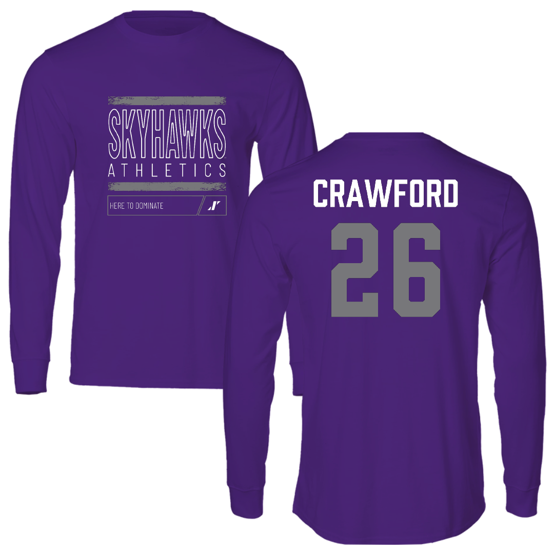 Stonehill College Football Purple Dominate Long Sleeve - #26 Marcus Crawford