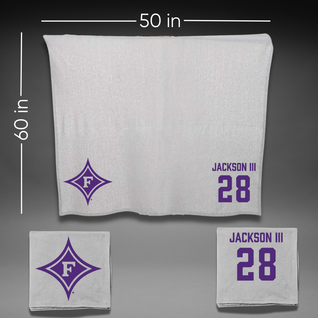 Furman University Football Gray Blanket - #28 Eddie Jackson III
