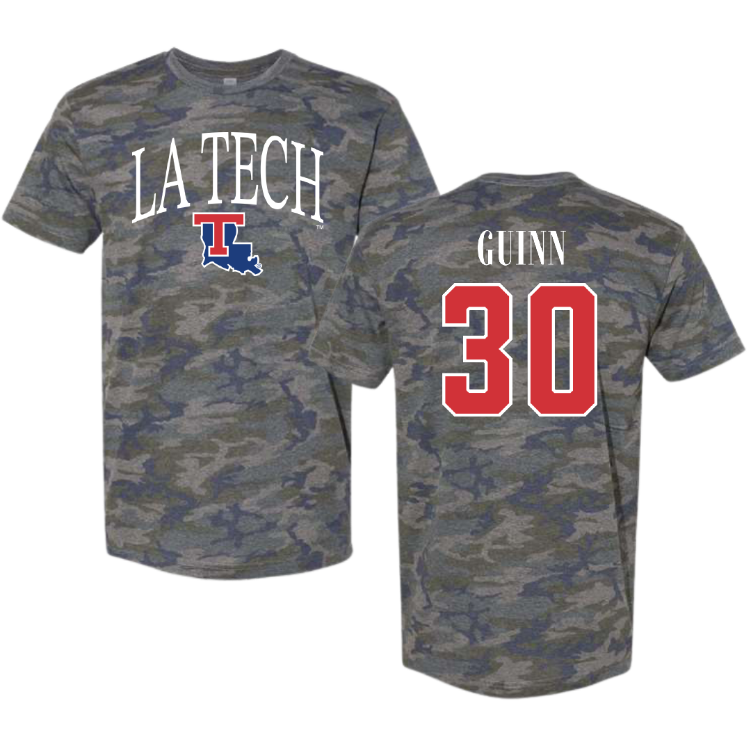Louisiana Tech University Baseball Vintage Camo Tee - #30 Hutson Guinn