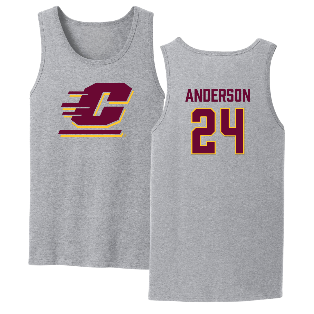 Central Michigan University Basketball Sport Gray Tank Top - #24 Taylor Anderson
