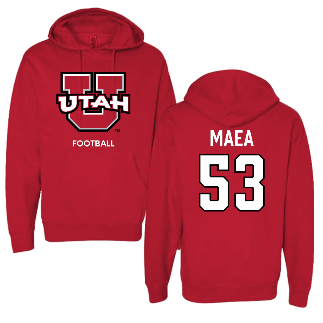 University of Utah Football Red Utes Hoodie - #53 Johnny Maea