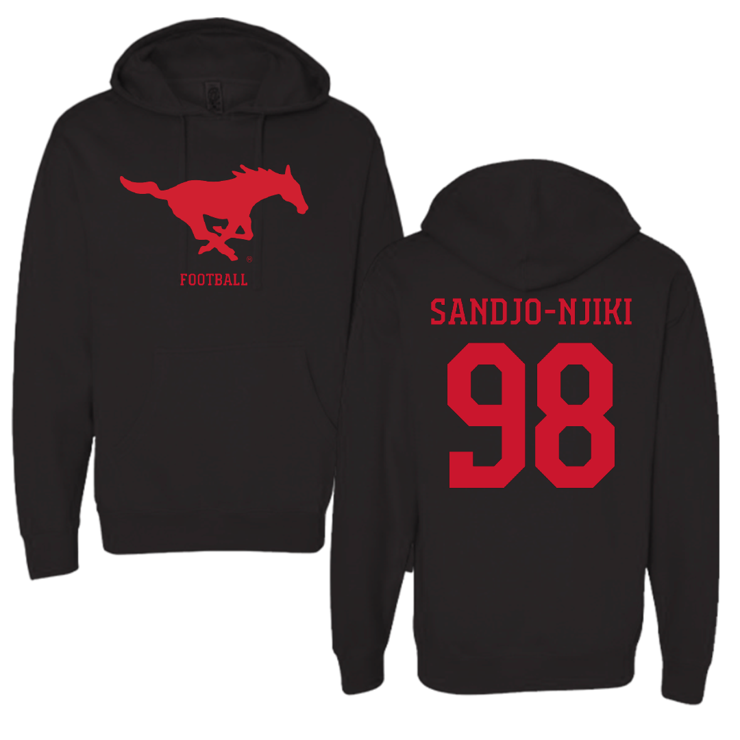 Southern Methodist University Football Black Mascot Hoodie - #98 Mike Sandjo-Njiki