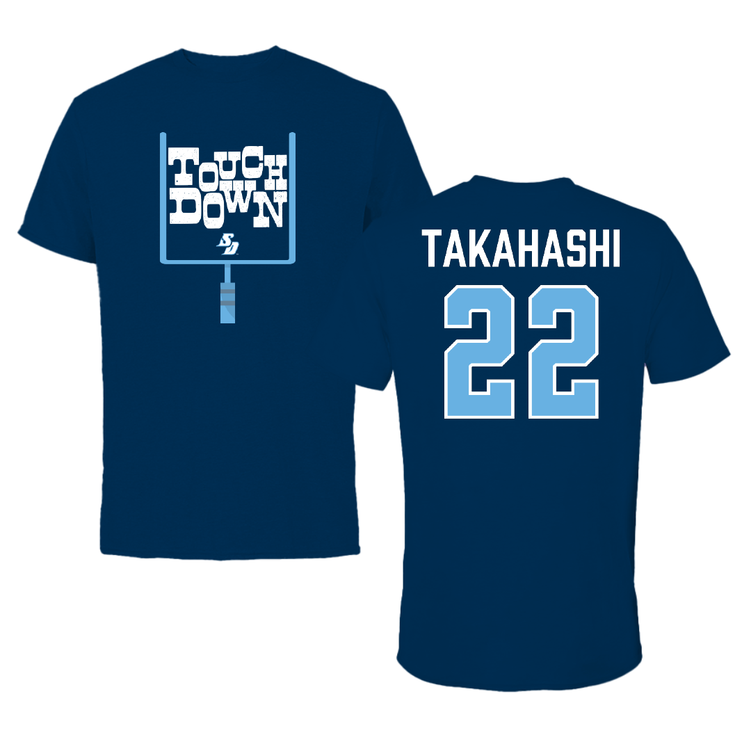 University of San Diego Football Navy Touchdown Performance Tee - #22 Yosei Takahashi