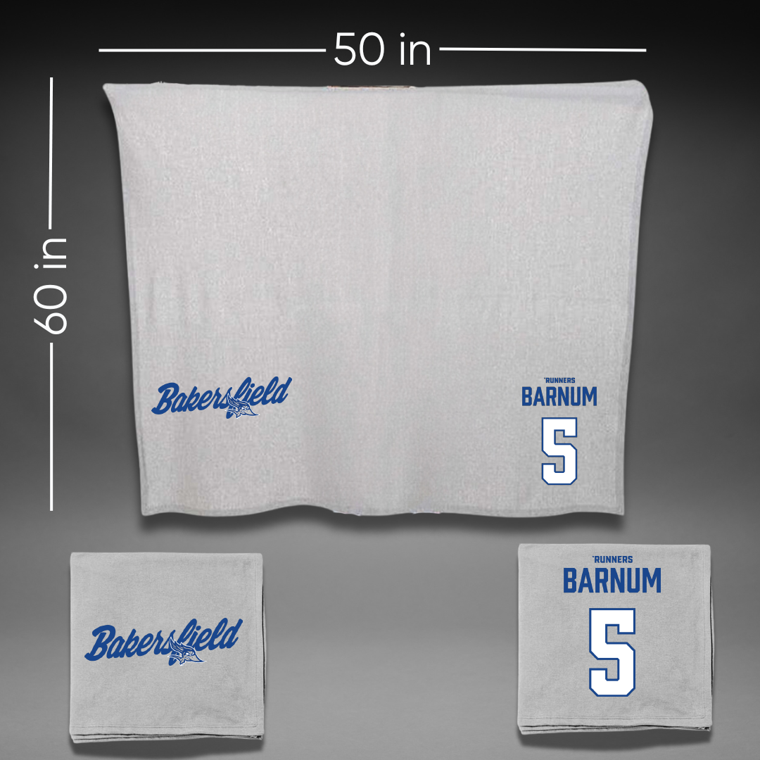 California State University-Bakersfield Baseball Gray Blanket - #5 Lewis Barnum