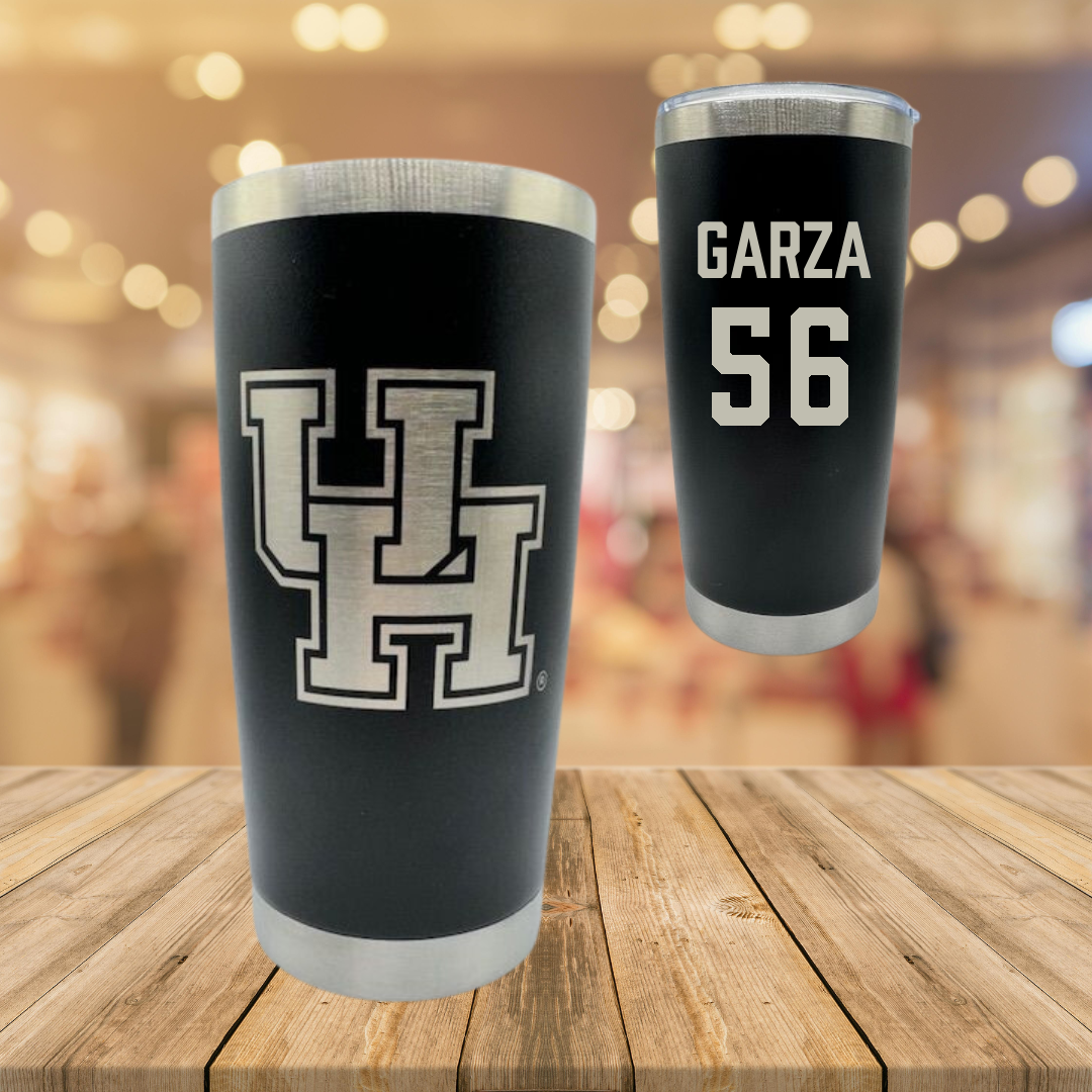 University of Houston Football Black Stainless Steel Tumbler - #56 Jacob Garza
