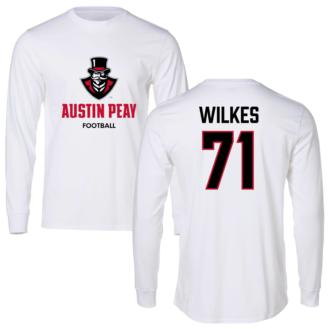 Austin Peay State University Football White Long Sleeve - #71 Harrison Wilkes