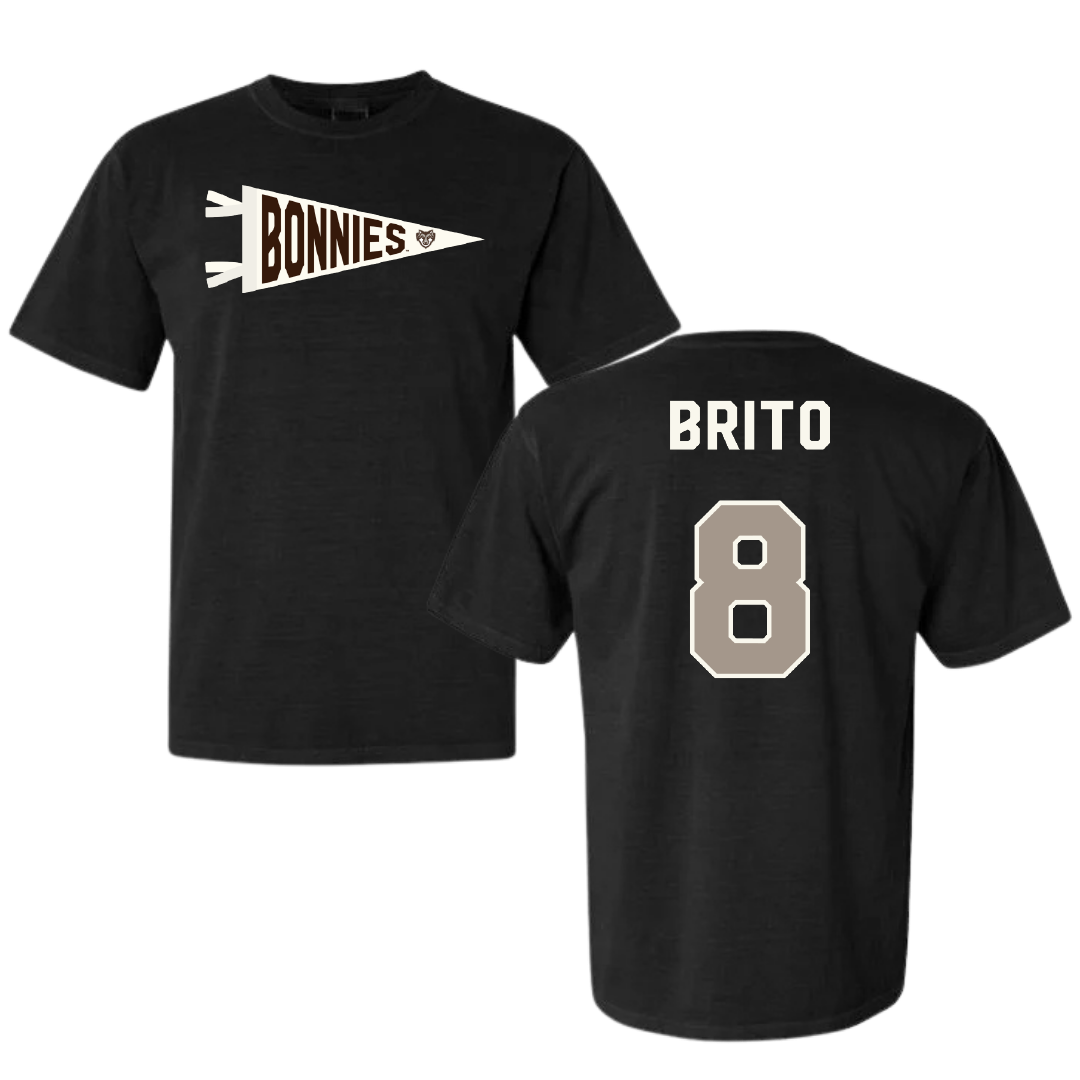 St. Bonaventure University Soccer Black Pennant Comfort Colors Tee - #8 Kenzo Brito