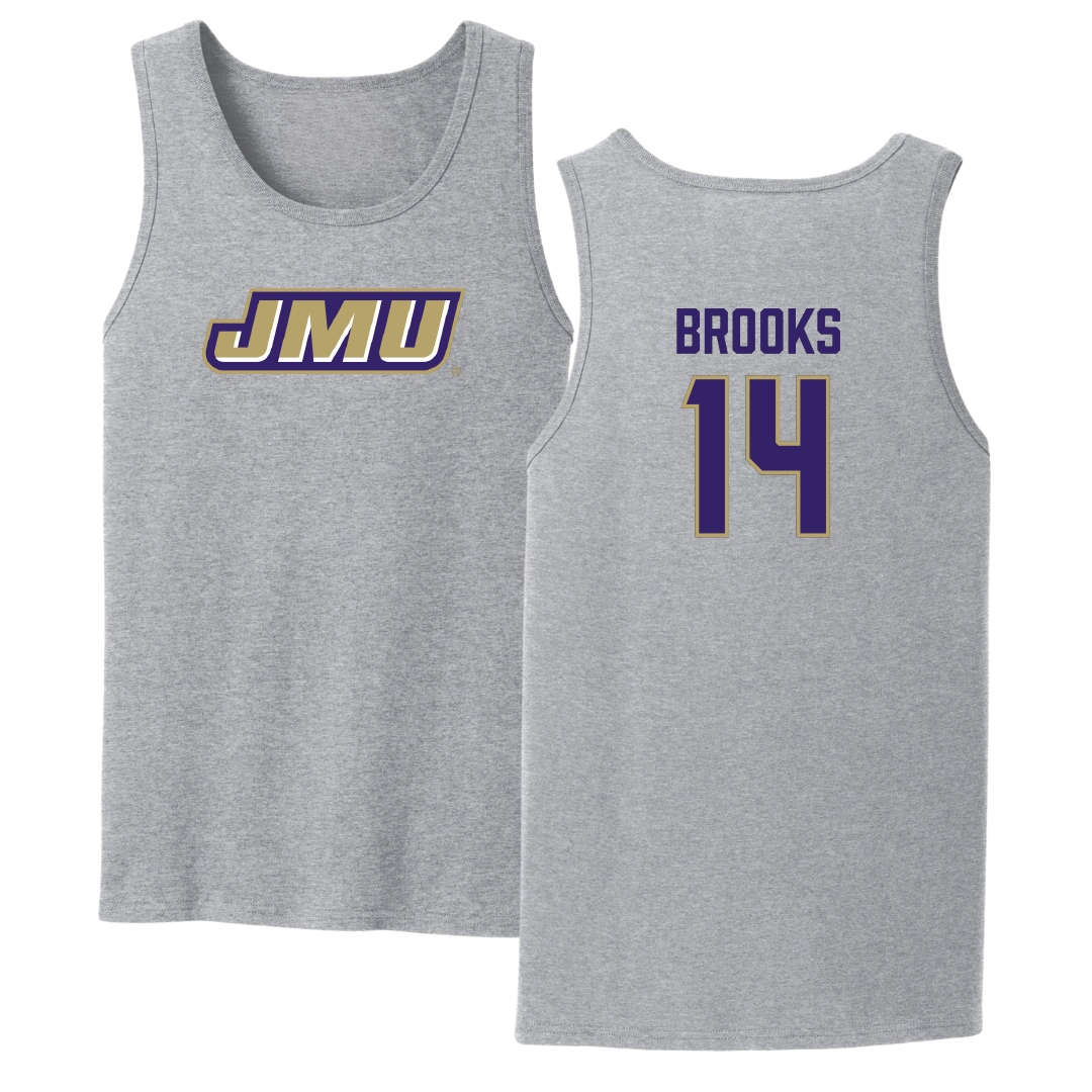 James Madison University Baseball Sport Gray Tank Top - #14 TJ Brooks