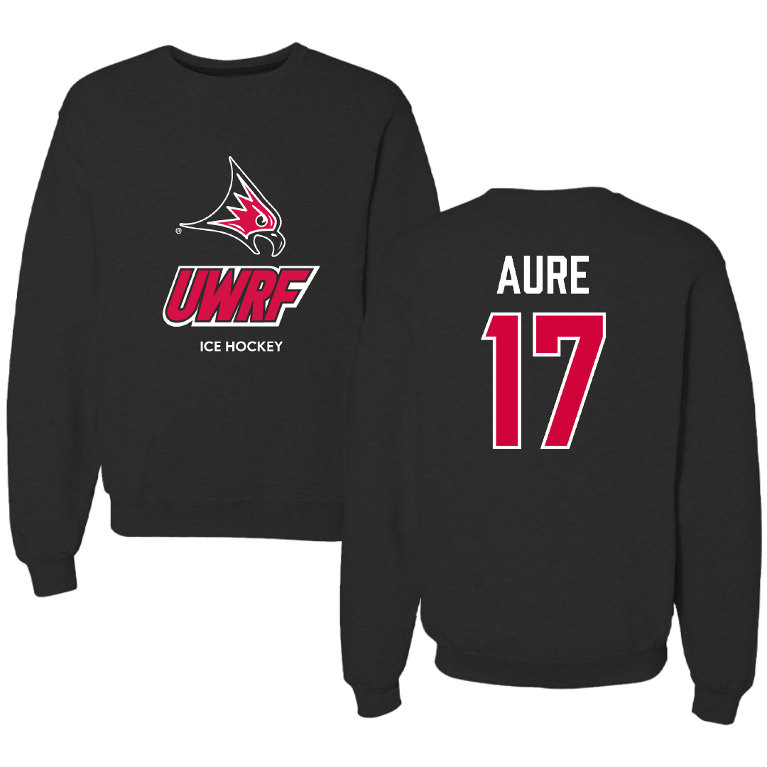 University of Wisconsin-River Falls Ice Hockey (W) Black Crewneck - #17 MaKenna Aure