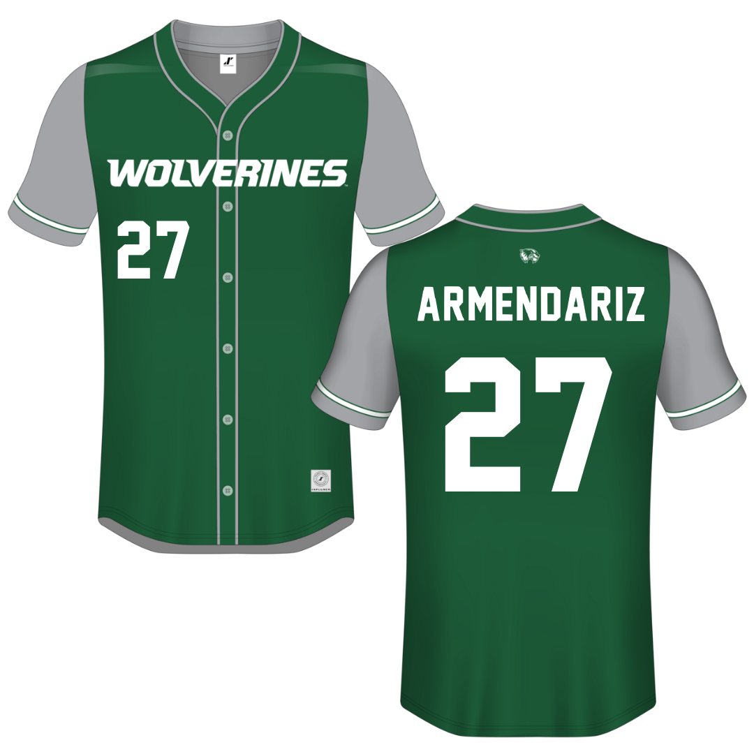 Utah Valley University Green Button-Down Jersey - #27 Payge Armendariz