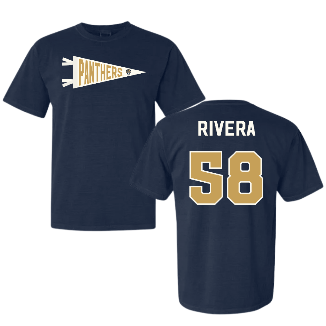 Florida International University Football Navy Pennant Comfort Colors Tee - #58 Ashton Rivera