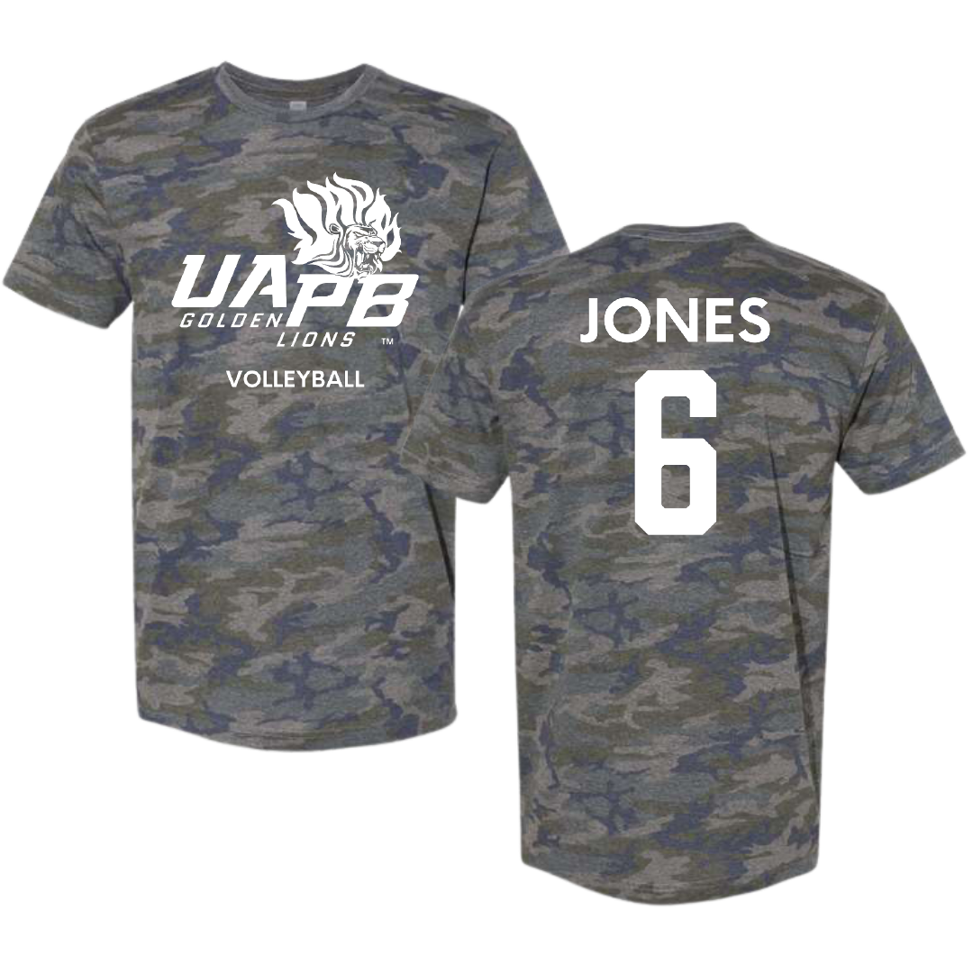 University of Arkansas-Pine Bluff Volleyball (W) Vintage Camo Tee - #6 Amayah Jones