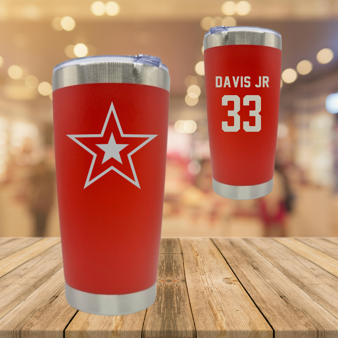 Robert Morris University Football Red Stainless Steel Tumbler - #33 Greg Davis Jr
