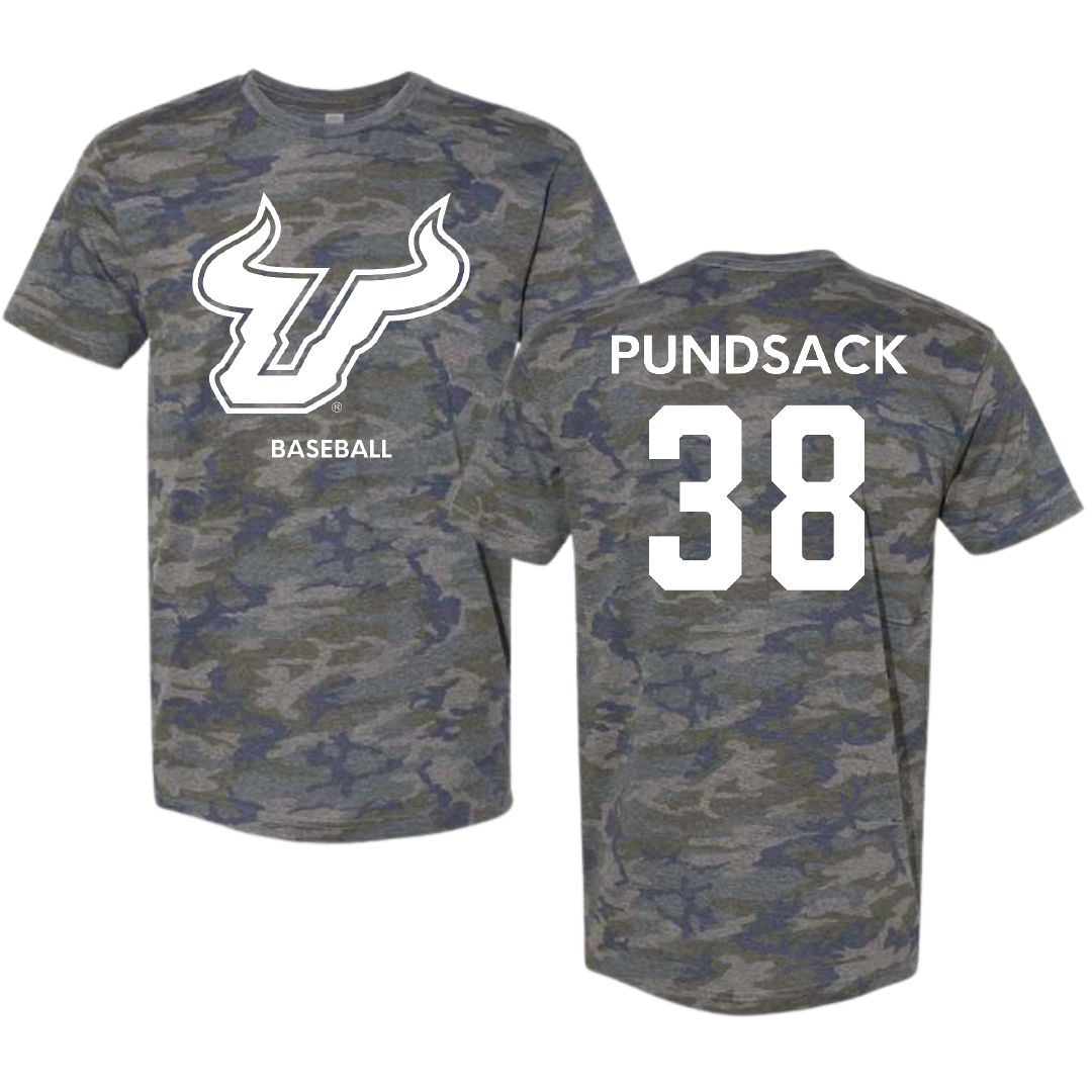 University of South Florida Baseball Vintage Camo Tee - #38 Caleb Pundsack