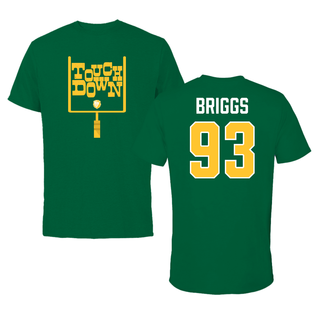 Southeastern Louisiana University Football Green Touchdown Tee - #93 Rowan Briggs