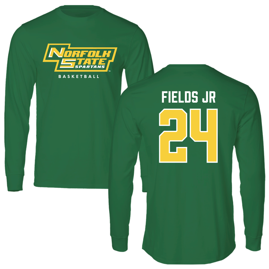 Norfolk State University Basketball Kelly Green Performance Long Sleeve - #24 Chris Fields Jr