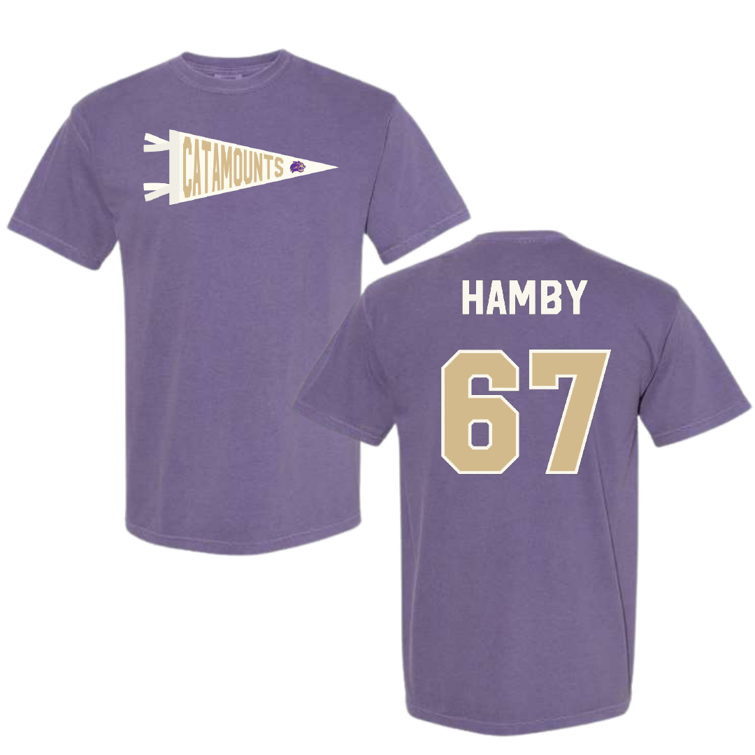 Western Carolina University Football Purple Pennant Comfort Colors Tee - #67 Steven Hamby