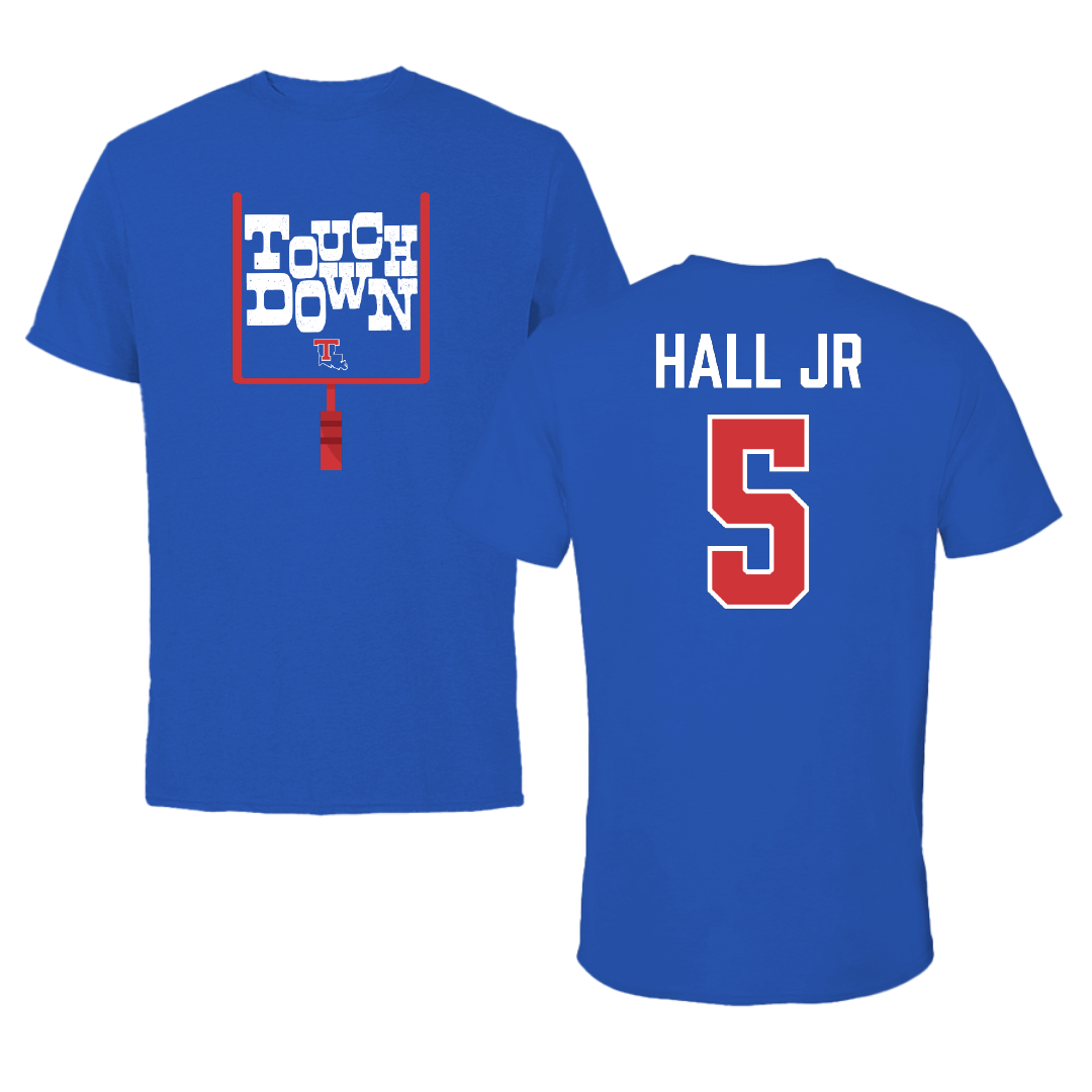 Louisiana Tech University Football Blue Touchdown Tee - #5 Deshon Hall Jr