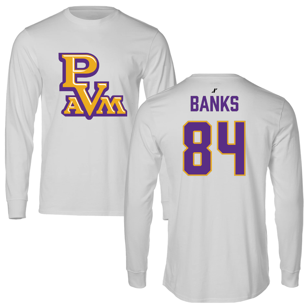 Prairie View A&M University Football Light Gray Performance Long Sleeve - #84 Ja’koby Banks