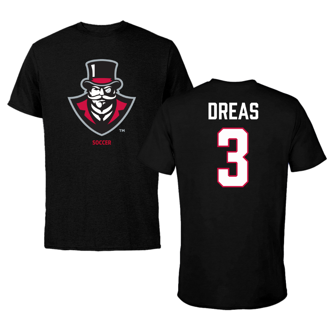 Austin Peay State University Soccer (W) Black Tee - #3 Ellie Dreas