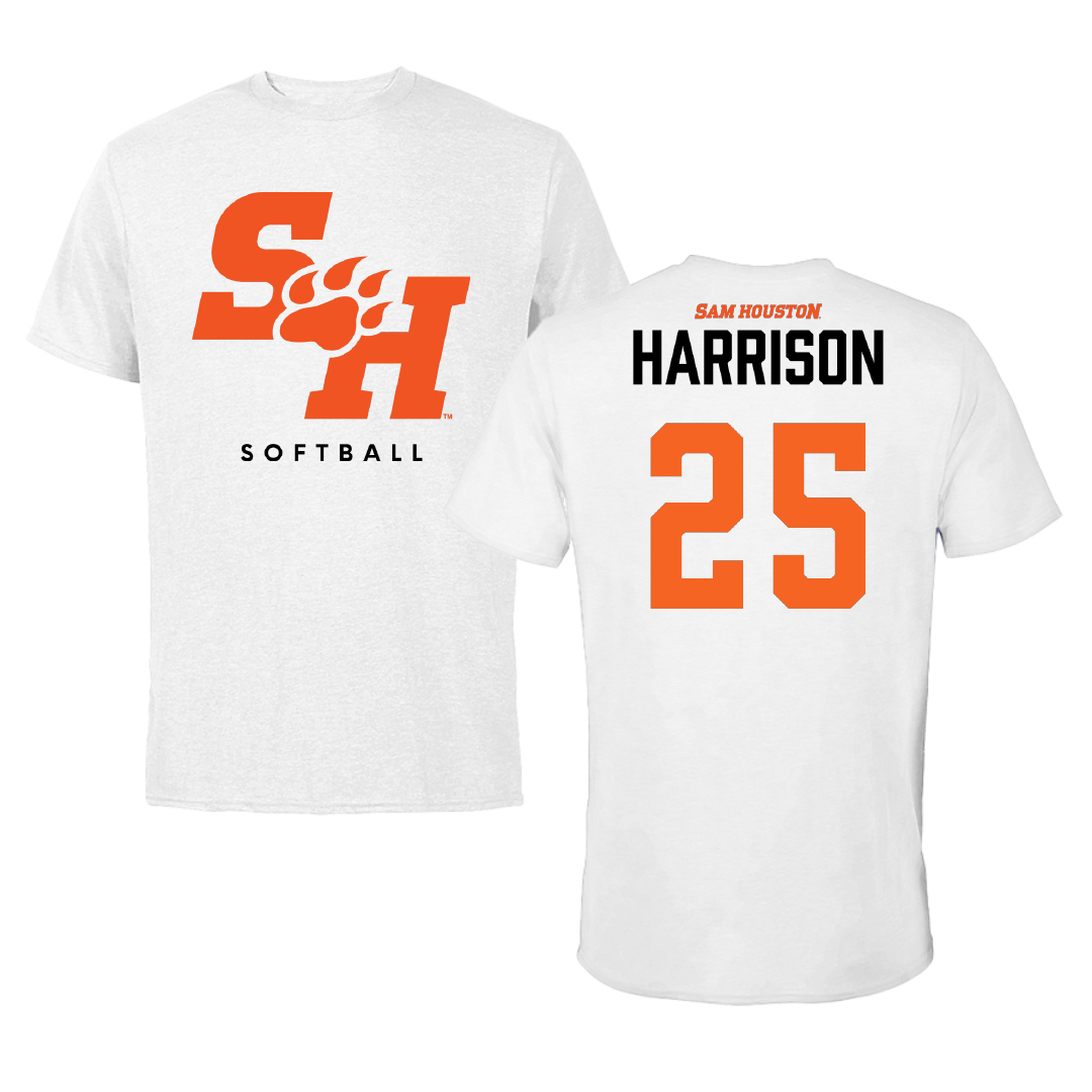 Sam Houston State University Softball White Performance Tee - #25 Roni Harrison