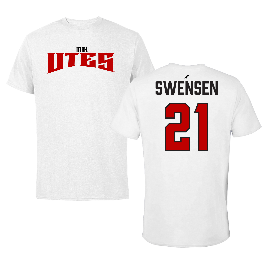 University of Utah Soccer (W) White Classic Tee - #21 Ali Swensen
