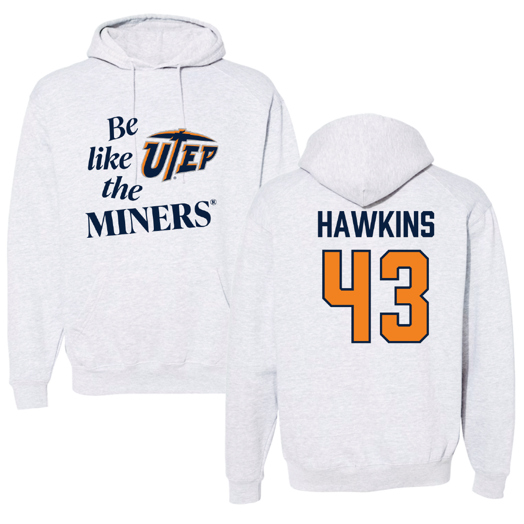 University of Texas at El Paso Football Light Gray Be Like Us Hoodie - #43 Garrett Hawkins