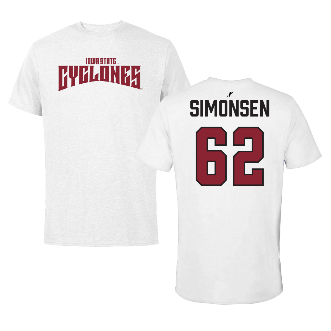 Iowa State University Football White Classic Tee - #62 Braden Simonsen