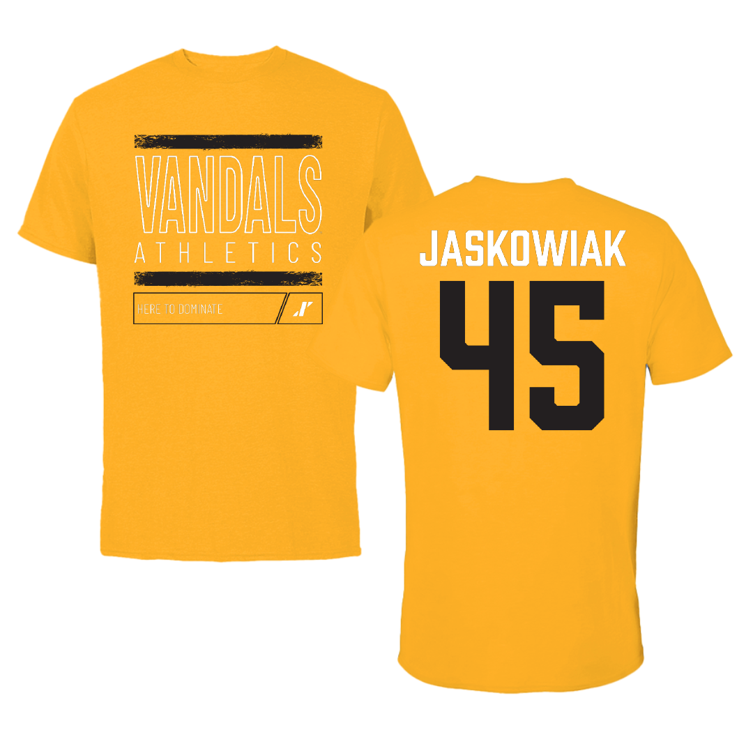 University of Idaho Football Gold Dominate Tee - #45 Mitchel Jaskowiak