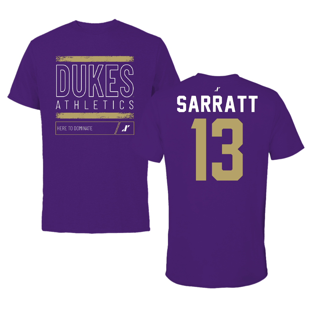 James Madison University Football Purple Dominate Performance Tee - #13 Elijah Sarratt