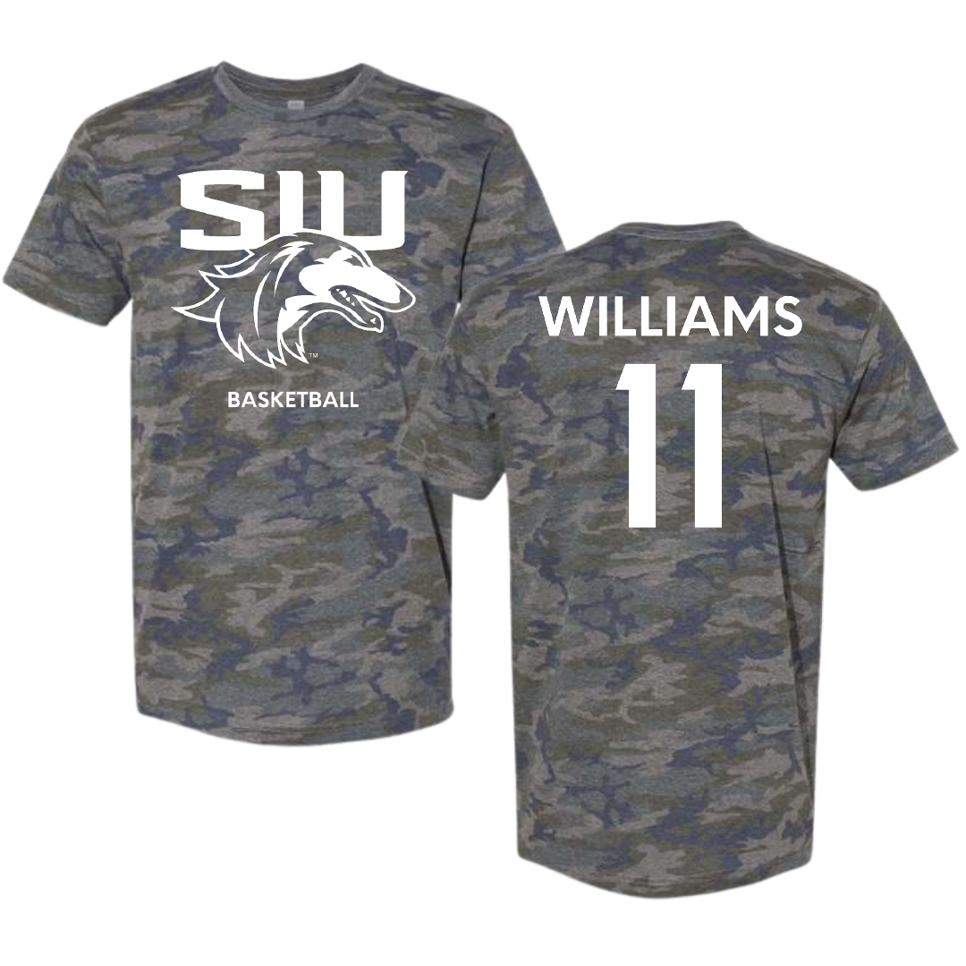 Southern Illinois University at Carbondale Basketball (W) Vintage Camo Tee - #11 Shemera Williams