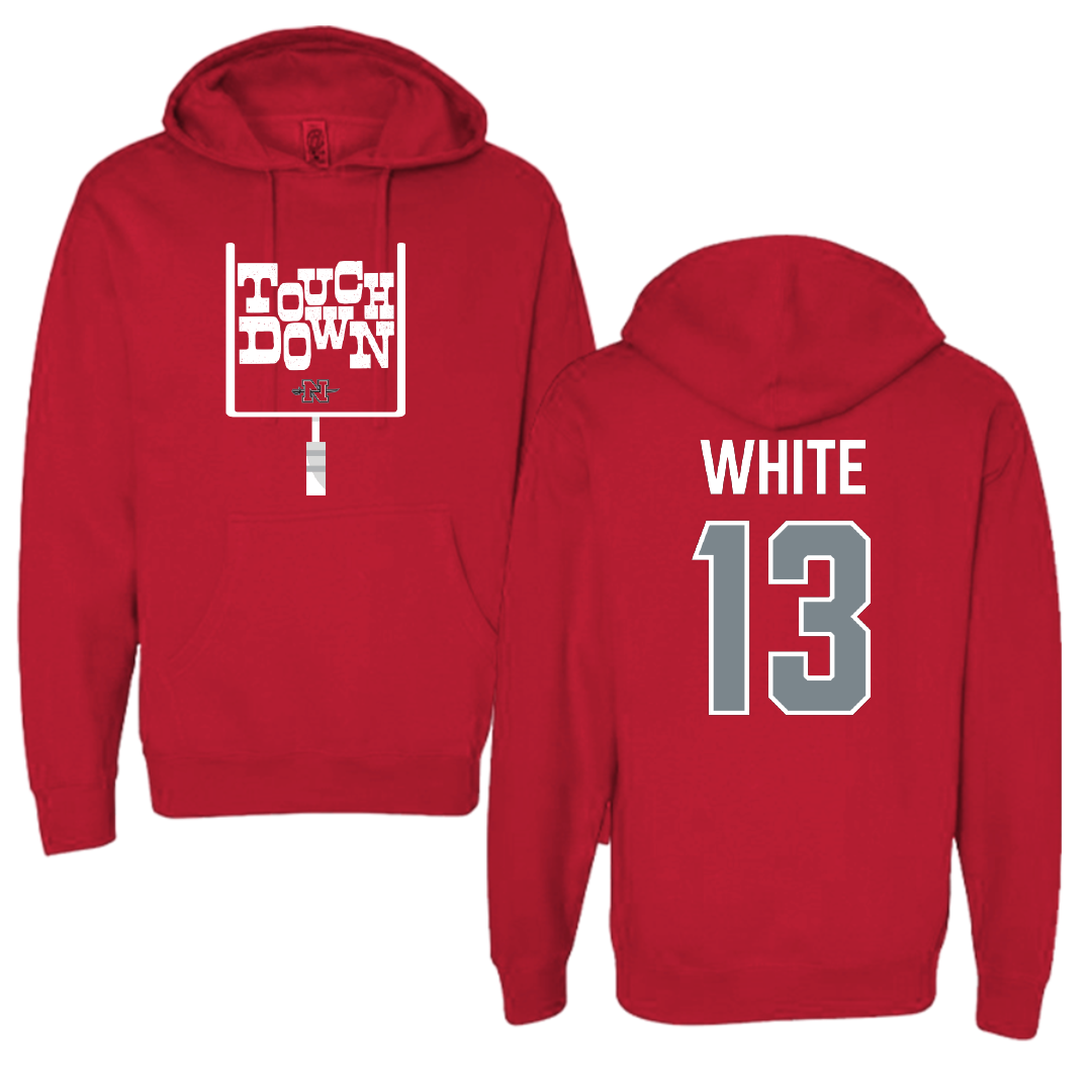 Nicholls State University Football Red Touchdown Hoodie - #13 Kylin White