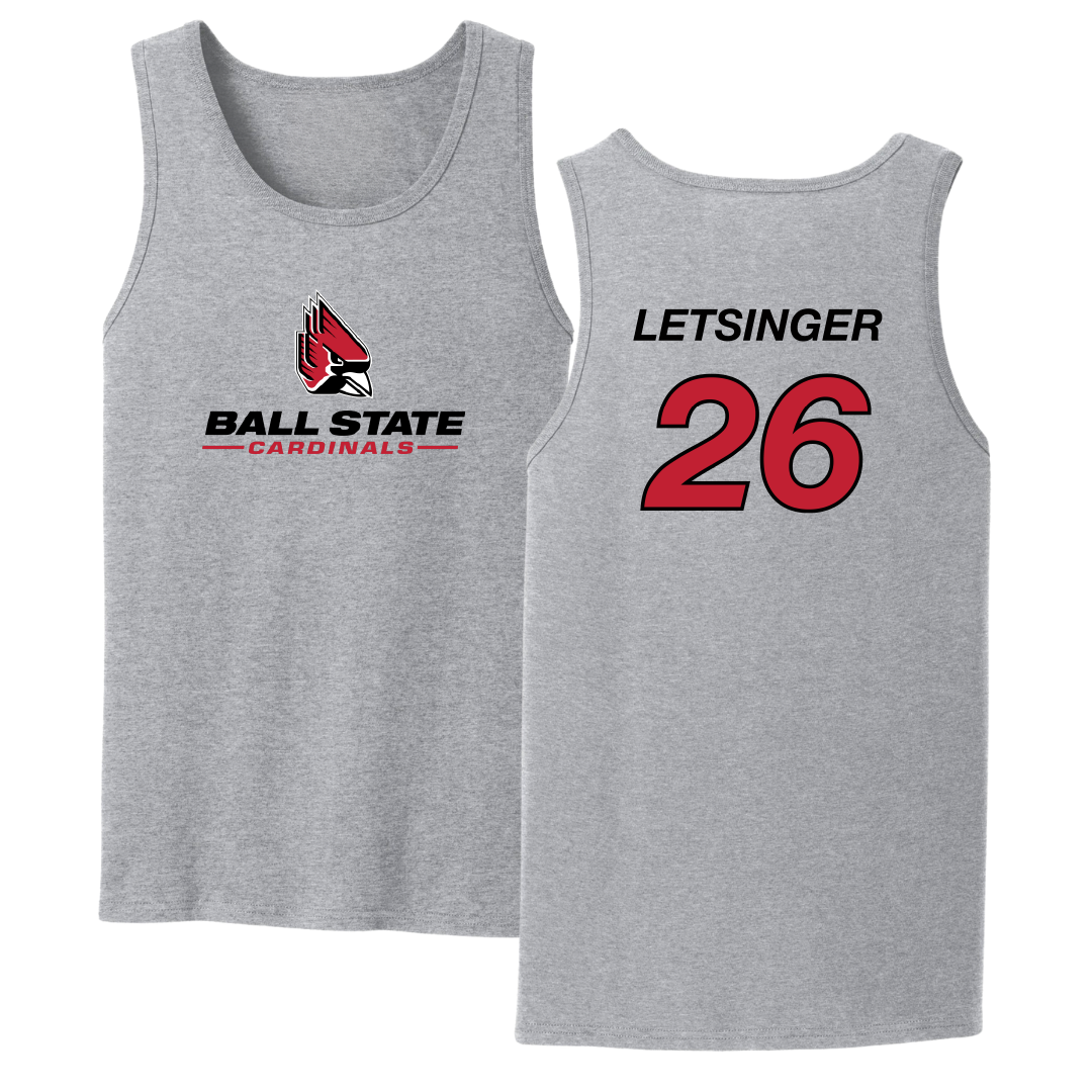 Ball State University Baseball Sport Gray Tank Top - #26 Lucas Letsinger